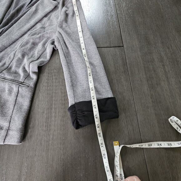 Skies Are Blue Asa Knit Blazer L Gray 3/4 Sleeves Contrast Cuffs Casual Career - Picture 5 of 9
